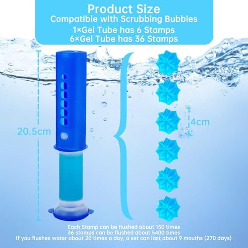 6 Paquetes de Gel para Inodoro - Sellos de Gel de Repuesto Compatibles con Scrubbing Bubbles, Evita la Cal y Manchas, Limpieza y Frescura, 6 Paquetes - imagen 6