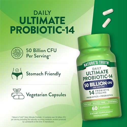 Probiótico Nature's Truth para Hombres y Mujeres | 50 Mil Millones CFU | 14 Cepas Probioticas | 60 Cápsulas | Amigable con el Estómago | 200mg de - imagen 4