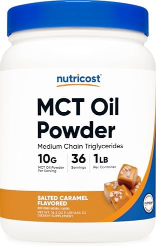 Nutricost Polvo de Aceite MCT Premium (1 LB) Sabor Caramelo Salado - Ideal para Keto y Dietas Cetogénicas - Sin OGM y Libre de Gluten - imagen 1