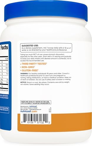 Nutricost Polvo de Aceite MCT Premium (1 LB) Sabor Caramelo Salado - Ideal para Keto y Dietas Cetogénicas - Sin OGM y Libre de Gluten - imagen 4
