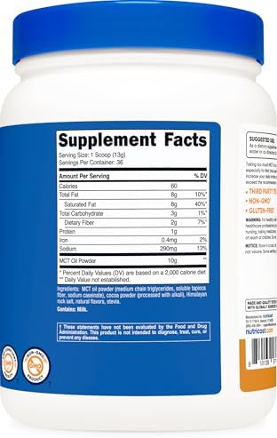 Nutricost Polvo de Aceite MCT Premium (1 LB) Sabor Caramelo Salado - Ideal para Keto y Dietas Cetogénicas - Sin OGM y Libre de Gluten - imagen 5