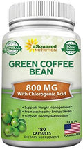 Fórmula Natural de Granos de Café Verde aSquared Nutrition - 180 Cápsulas - Máxima Potencia GCA Antioxidante para Pérdida de Peso, 800mg por Píldora - imagen 1