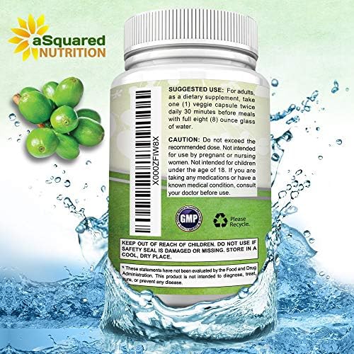 Fórmula Natural de Granos de Café Verde aSquared Nutrition - 180 Cápsulas - Máxima Potencia GCA Antioxidante para Pérdida de Peso, 800mg por Píldora - imagen 6