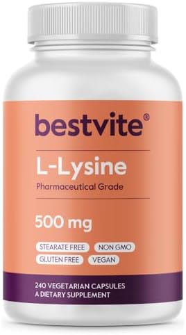 BESTVITE L-Lisina 500mg (240 Cápsulas Veganas) - Sin Rellenos ni Estearatos - No GMO - Sin Gluten - Apoya la Piel, Labios y Salud Inmunológica* - imagen 1