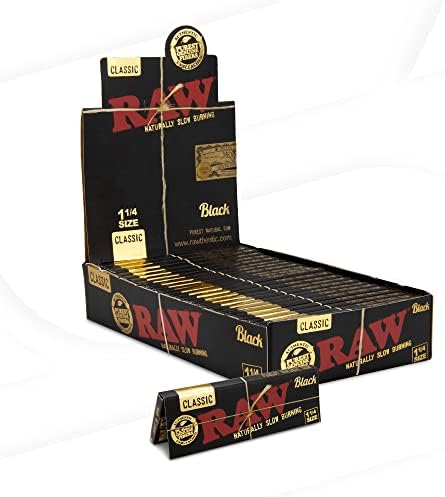 Papel RAW Negro 1¼, 50 hojas ultra delgadas por libreta, 24 libretas en 1 caja (24 libretas) - imagen 1
