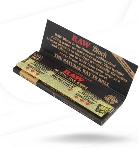 Papel RAW Negro 1¼, 50 hojas ultra delgadas por libreta, 24 libretas en 1 caja (24 libretas) - imagen 3