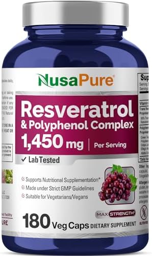 NusaPure Complejo de Resveratrol y Polifenoles 1450mg 180 Cápsulas Vegetarianas (No GMO, Veganas) con Vitamina C - imagen 1