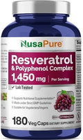 NusaPure Complejo de Resveratrol y Polifenoles 1450mg 180 Cápsulas Vegetarianas (No GMO, Veganas) con Vitamina C - imagen 1