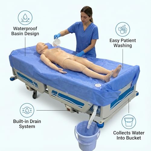 Sábana de Lavado Bold Grup con Manguera de Drenaje - Almohadilla Impermeable y Kit de Baño Portátil para Pacientes Encamados, Ancianos y - imagen 2