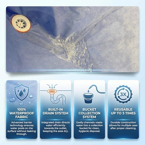 Sábana de Lavado Bold Grup con Manguera de Drenaje - Almohadilla Impermeable y Kit de Baño Portátil para Pacientes Encamados, Ancianos y - imagen 6