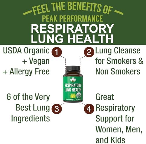 Desintoxicación Pulmonar Orgánica USDA para Fumadores y No Fumadores con 6 Ingredientes Clave. Suplemento de Cápsulas para la Salud Respiratoria. - imagen 2