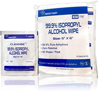 Toallitas de Alcohol Isopropílico 99.9% Cleanse, 50 Piezas, Sin Pelusa, No Abrasivas, Sin Residuos de Agua, Ideales para Electrónicos y Pantallas (15 - imagen 1