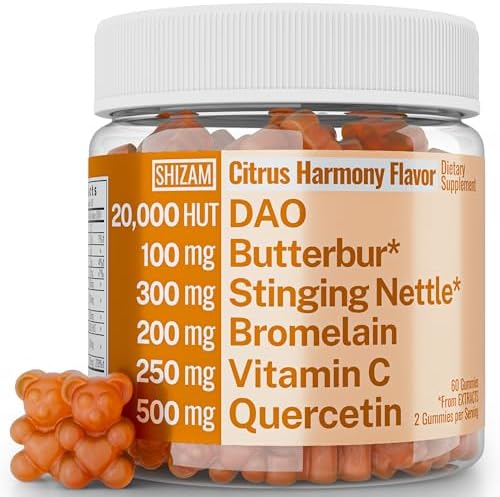 Gomitas de Enzima Bromelina SHIZAM DAO con Extracto de Raíz de Ortiga, Quercetina y Butterbur, Suplemento Alternativo de 500mg - imagen 1