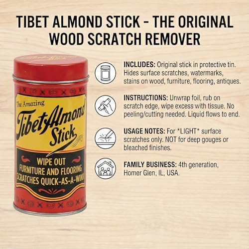 Kit para eliminar rayones y manchas en superficies de madera - Incluye el Original Almond Stick de Tibet y marcadores para retoque de muebles (203 - imagen 2