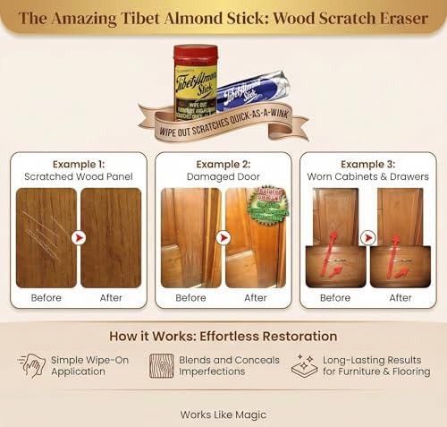 Kit para eliminar rayones y manchas en superficies de madera - Incluye el Original Almond Stick de Tibet y marcadores para retoque de muebles (203 - imagen 3