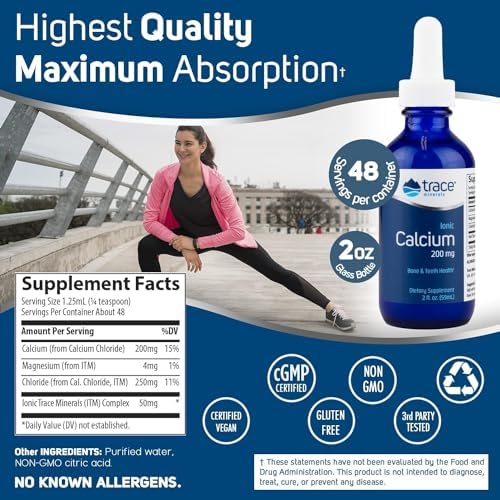 Trace Minerals | Calcio Ionic Líquido | Huesos, Dientes Sanos y Contracción Muscular | Vegano Certificado, Sin Gluten, No OGM | 59ml - imagen 2