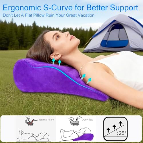 Cojín Inflable Opertam en Forma de Cuña para Viajar, Ligero y Portátil, Alivio de Reflujo Ácido, Ideal para Dormir y Soporte Lumbar en Camping - imagen 2