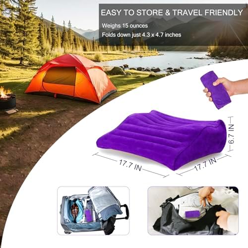 Cojín Inflable Opertam en Forma de Cuña para Viajar, Ligero y Portátil, Alivio de Reflujo Ácido, Ideal para Dormir y Soporte Lumbar en Camping - imagen 8