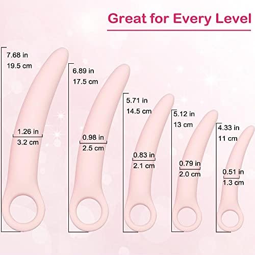 Set de 5 Dilatadores de Silicón para Entrenamiento de Músculos del Suelo Pélvico, Masajeador para Mujeres, Dispositivo de Fortalecimiento (con Bolsa - imagen 2