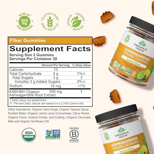 Gomitas Orgánicas INDIA Ashwagandha para Hombres y Mujeres - Suplemento para el Estrés, KSM-66 Raíz de Ashwagandha, Extra Fuerte, Vegan, Sin OGM - - imagen 6
