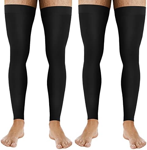 Medias de Compresión Zhanmai para Hombre, 2 Pares, Altura Muslo, Sin Pie, 20-30 mmHg, Con Banda de Silicón, XL, Para Correr y Edema, Color Negro - imagen 1