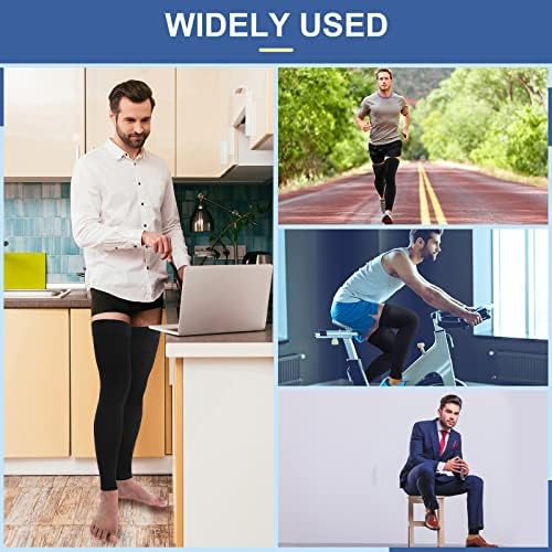 Medias de Compresión Zhanmai para Hombre, 2 Pares, Altura Muslo, Sin Pie, 20-30 mmHg, Con Banda de Silicón, XL, Para Correr y Edema, Color Negro - imagen 7