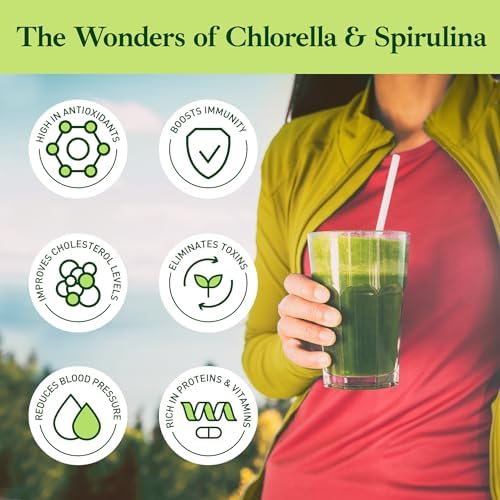 Polvo Premium de Chlorella y Spirulina | 85 Porciones | No OGM | Cultivado al Sol | Color Verde Profundo | Pared Celular Rota | Alcalinizante | Alto - imagen 2