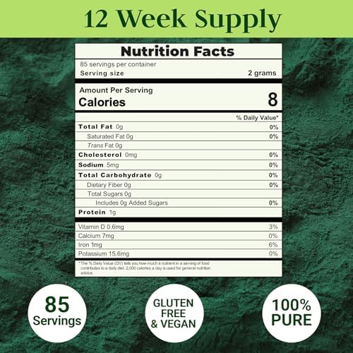Polvo Premium de Chlorella y Spirulina | 85 Porciones | No OGM | Cultivado al Sol | Color Verde Profundo | Pared Celular Rota | Alcalinizante | Alto - imagen 4