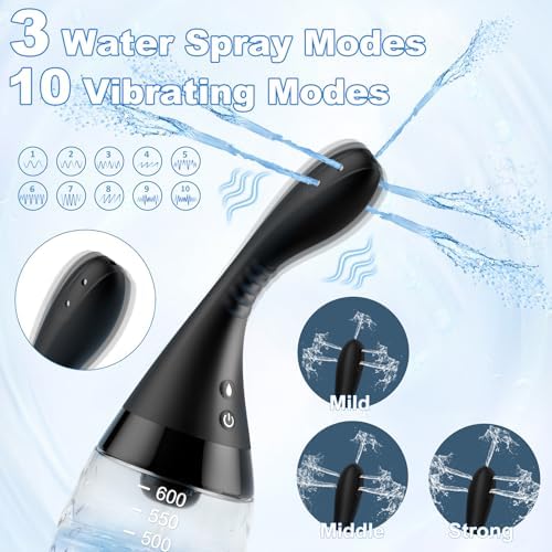 Kit de Enema Automático con Bulbo Eléctrico de 20oz - 3 Velocidades y 10 Vibraciones para Limpieza Colónica, Limpiador Anal Antirretorno con Control - imagen 3