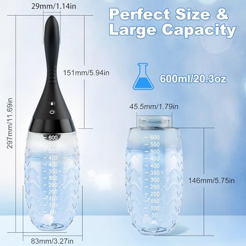 Kit de Enema Automático con Bulbo Eléctrico de 20oz - 3 Velocidades y 10 Vibraciones para Limpieza Colónica, Limpiador Anal Antirretorno con Control - imagen 6