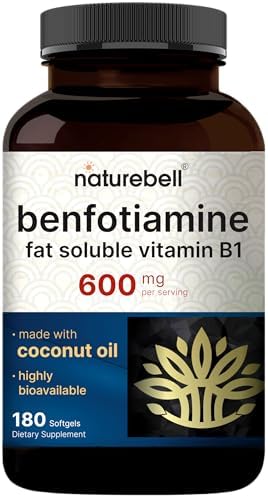NatureBell Benfotiamina 600mg por Porción, 180 Softgels de Aceite de Coco | Vitamina B1 Liposoluble para Hombres y Mujeres, Convertida en Tiamina - imagen 1