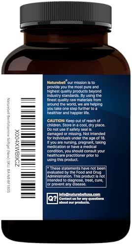 NatureBell Benfotiamina 600mg por Porción, 180 Softgels de Aceite de Coco | Vitamina B1 Liposoluble para Hombres y Mujeres, Convertida en Tiamina - imagen 8