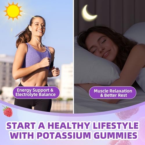Gomitas de Potasio XIAAN para Hombres y Mujeres, Suplemento Vegano/Sin Azúcar/Sin Gluten para Calambres y Balance Electrolítico, Sabor Frambuesa, 60 - imagen 4