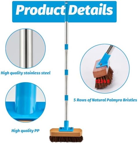 Cepillo de Piso YONILL de Uso Rudo con Mango Largo de 60 - Cepillo para Limpiar Superficies Rugosas, Concreto, Patio, Jardín y Banqueta con Cerdas - imagen 3
