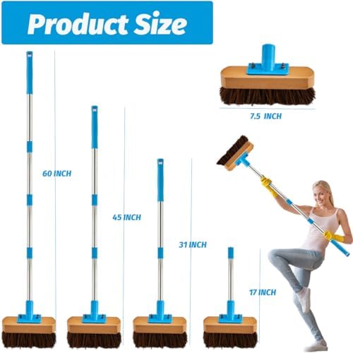 Cepillo de Piso YONILL de Uso Rudo con Mango Largo de 60 - Cepillo para Limpiar Superficies Rugosas, Concreto, Patio, Jardín y Banqueta con Cerdas - imagen 6