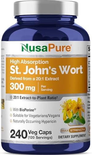Cápsulas de Hierba de San Juan NusaPure, 300 mg, 240 Cápsulas Veganas (Sin OGM, Veganas) - imagen 1