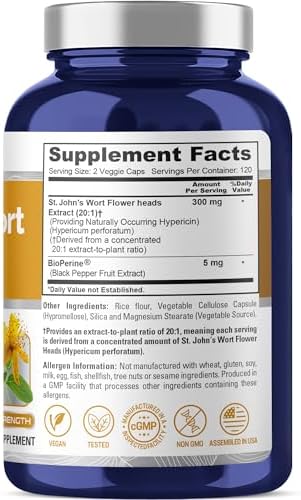 Cápsulas de Hierba de San Juan NusaPure, 300 mg, 240 Cápsulas Veganas (Sin OGM, Veganas) - imagen 2
