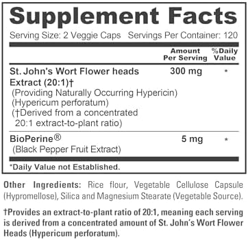 Cápsulas de Hierba de San Juan NusaPure, 300 mg, 240 Cápsulas Veganas (Sin OGM, Veganas) - imagen 4