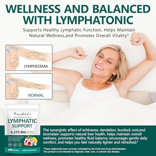 Suplementos para Drenaje Linfático, Apoyo Herbal al Sistema Linfático para Mujeres y Hombres con Diente de León, Bardana, Equinácea, Cúrcuma, - imagen 2
