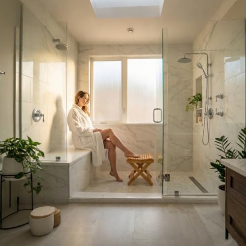 Taburete Plegable de Bambú Lawei - Altura de 30 cm, Silla de Baño para Ducha, Ideal para Afeitar Piernas y Descanso de Pies, Pequeño y Portátil - imagen 7