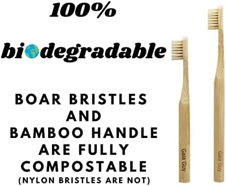 Paquete Familiar de Cepillos de Dientes de Bambú con Cerda Natural Gaia Guy (Sin Nylon - Solo Cerda de Jabalí) - Compostables y Biodegradables - 4 - imagen 3