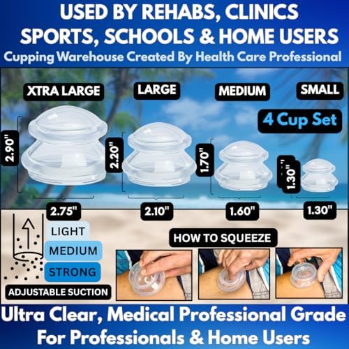 Set de Ventosas de Silicón Cupping Warehouse Supreme 4 Intermedio Pro 5560 para Principiantes – Grado Médico, para Masaje, Alivio del Dolor, - imagen 4