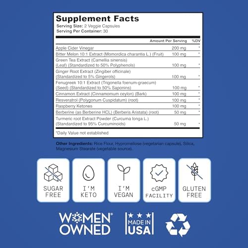 Suplemento Natural SELF NUTRITION GLP-1 para Mujeres – Probado por Terceros – Apoyo al Metabolismo y Apetito con Berberina, Té Verde, Canela y - imagen 7