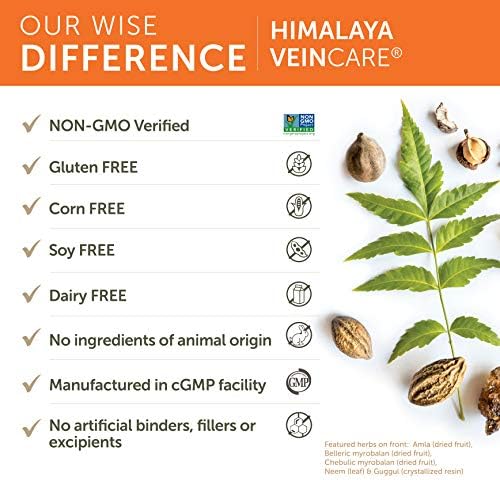 Himalaya VeinCare - Suplementos Herbales para el Apoyo Venoso y la Circulación - Vegano, No GMO, Sin Gluten, 300 mg, 60 Cápsulas - imagen 5