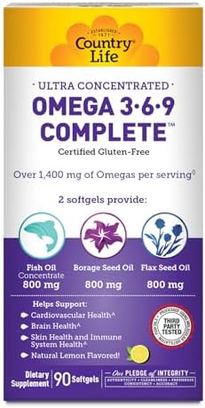 Suplemento Completo Omega 3-6-9 Country Life - 1,534mg Ácidos Grasos Omega - Apoya Salud Cardiovascular, Cerebral, Piel e Inmunidad - 90 Cápsulas - imagen 2