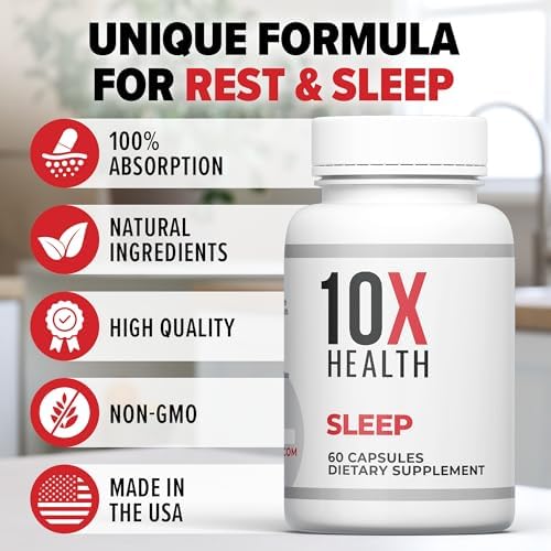 Suplementos para Dormir 10X Health para Adultos - 60 Cápsulas - Melatonina 3mg, L Teanina, Magnesio para un Sueño Profundo y Relajación - Soporte - imagen 5