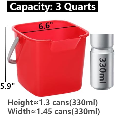 Cubetas Desinfectantes Peohud 4 Piezas, Cubo de Limpieza Pequeño de 3 Cuartos, Cubeta Cuadrada con Pico y Asa para Hogar, Oficinas y Uso Comercial - imagen 2