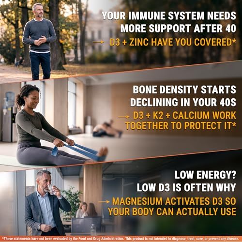 Glicinato de Magnesio 1500mg con Vitamina D3 K2 + Zinc y Calcio | D3 10,000 UI | K2 200mcg | Calcio 50mg | Zinc 50mg | Soporte para Huesos, Músculos - imagen 5