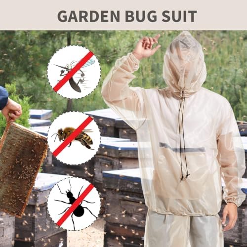 Traje de Red Antimosquitos Ideal para Pesca, Senderismo, Camping, Agricultura y Jardinería (Beige) - imagen 3