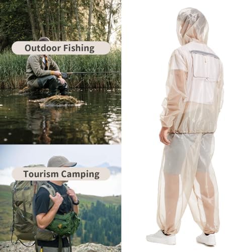 Traje de Red Antimosquitos Ideal para Pesca, Senderismo, Camping, Agricultura y Jardinería (Beige) - imagen 5